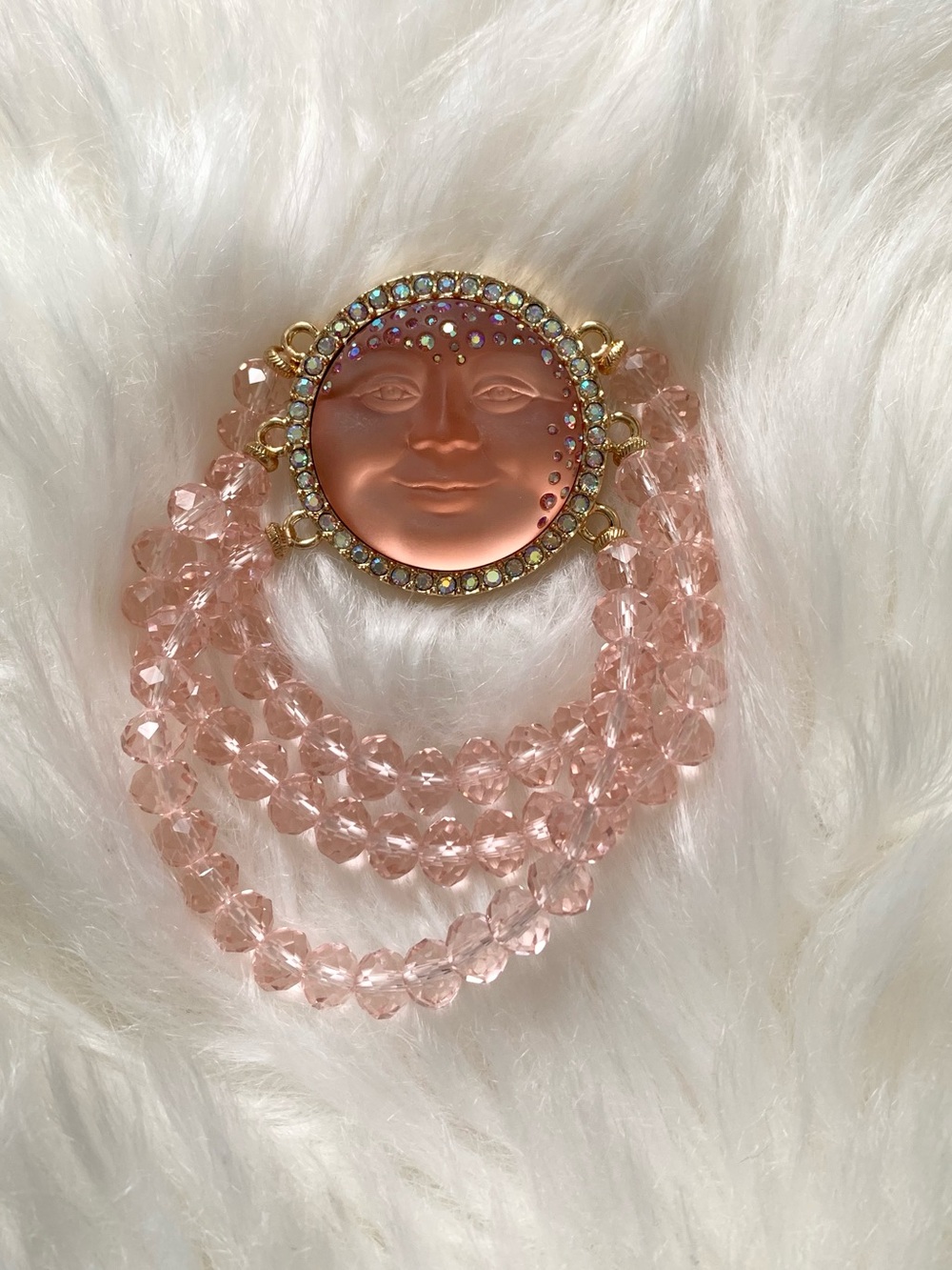 Kirk’s Folly Baby Pink Moon Face Vintage/Retro Style Bracelet - Picture 2 of 5
